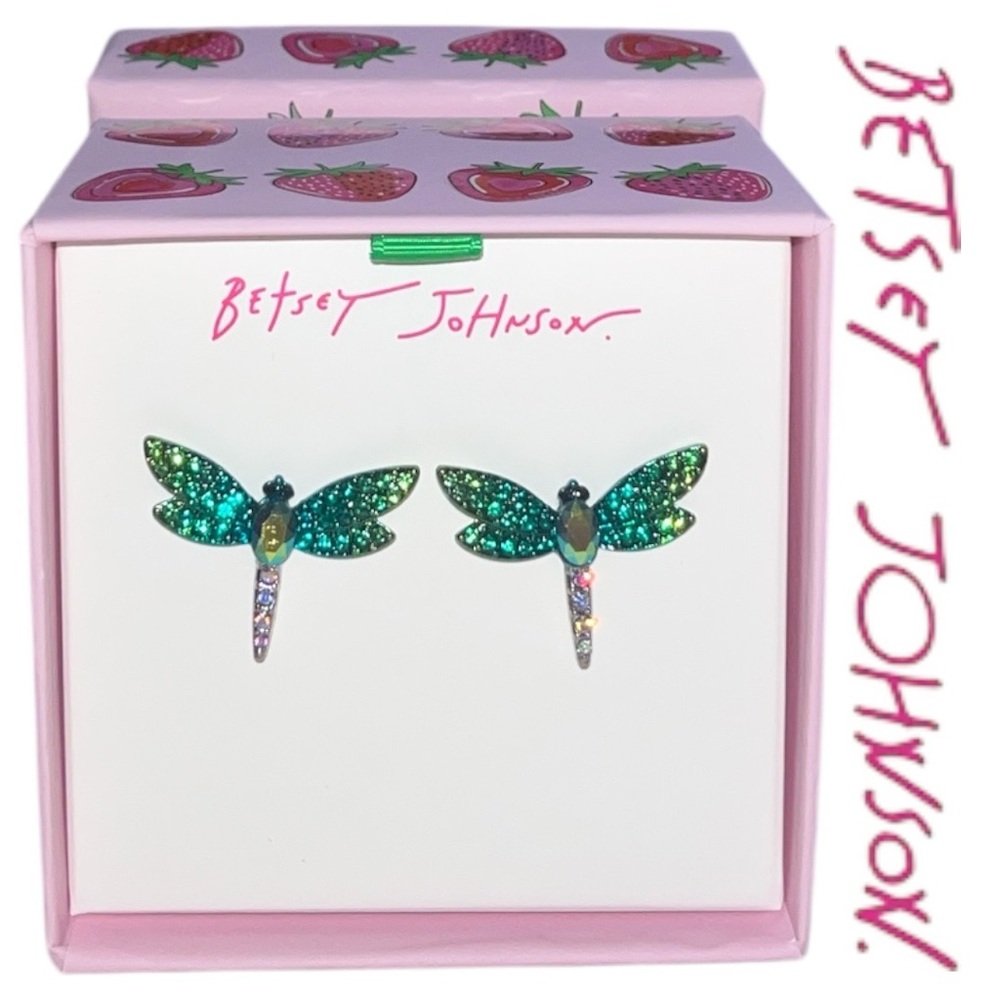 Betsey Johnson Garden Glam Dragonfly Stud Earrings
